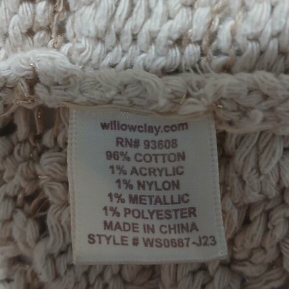 Willow & Clay M Cream Metallic Thread Long-Sleeved Raglan-Sleeved Cotton Sweater - Picture 15 of 16